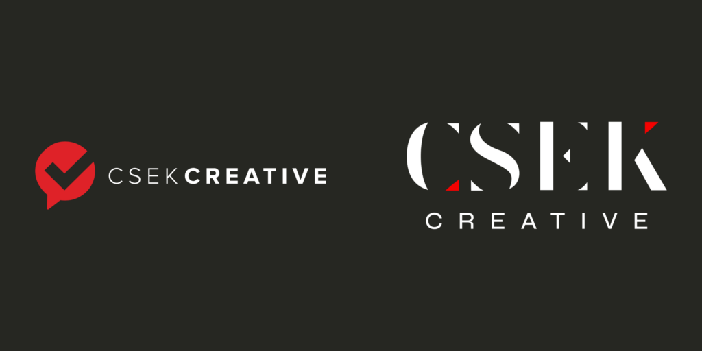 Csek Creative Rebrand and new logo standing next to their old logo